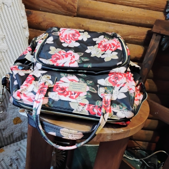 VSNOON Laptop Backpack Stylish College School Backpack with USB Black Pink Roses - Picture 7 of 13